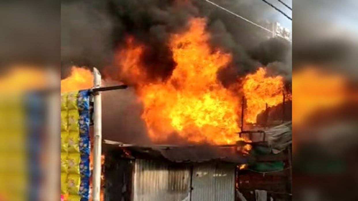 Fire breaks out in a slum in Crossing Republik area of Ghaziabad
