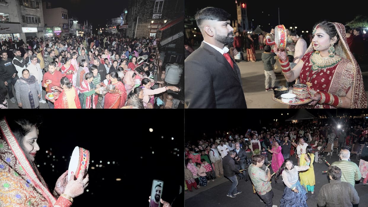 Karva Chauth festival celebration in shimla ridge,women opened the fast by seeing the moon