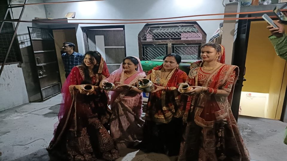 Karwa Chauth women seeing the moon and wish for husband long life in etah kasganj