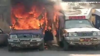 Fire breaks out in a slum in Crossing Republik area of Ghaziabad
