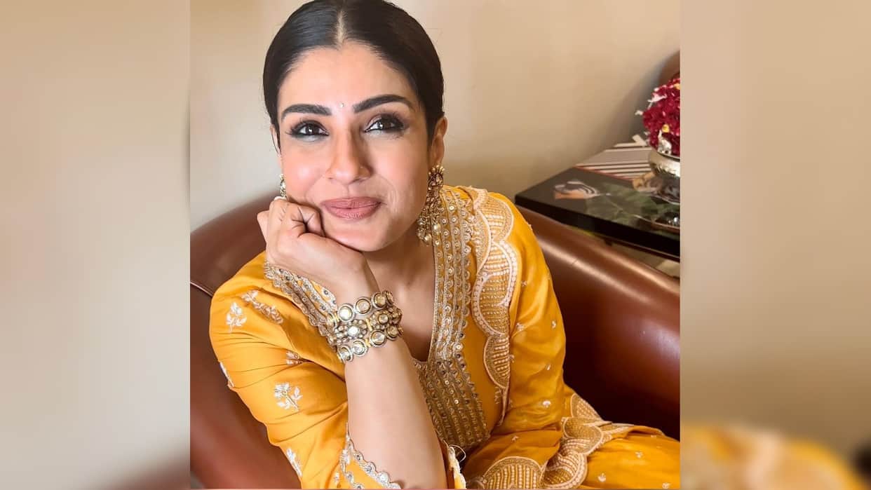 raveena tandon pre karwa chauth 2022 celebration in yellow sharara look beautiful