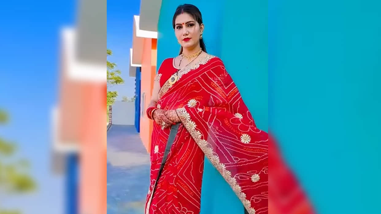Karwa Chauth 2022 Haryanvi Dancer Sapna Choudhary looks beautiful in red saree, share video on social media