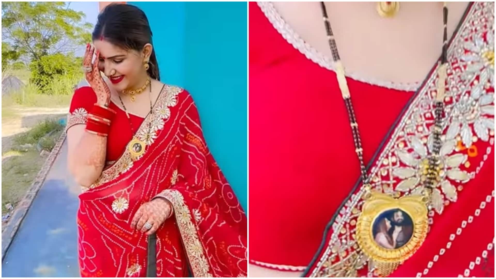 Karwa Chauth 2022 Haryanvi Dancer Sapna Choudhary looks beautiful in red saree, share video on social media