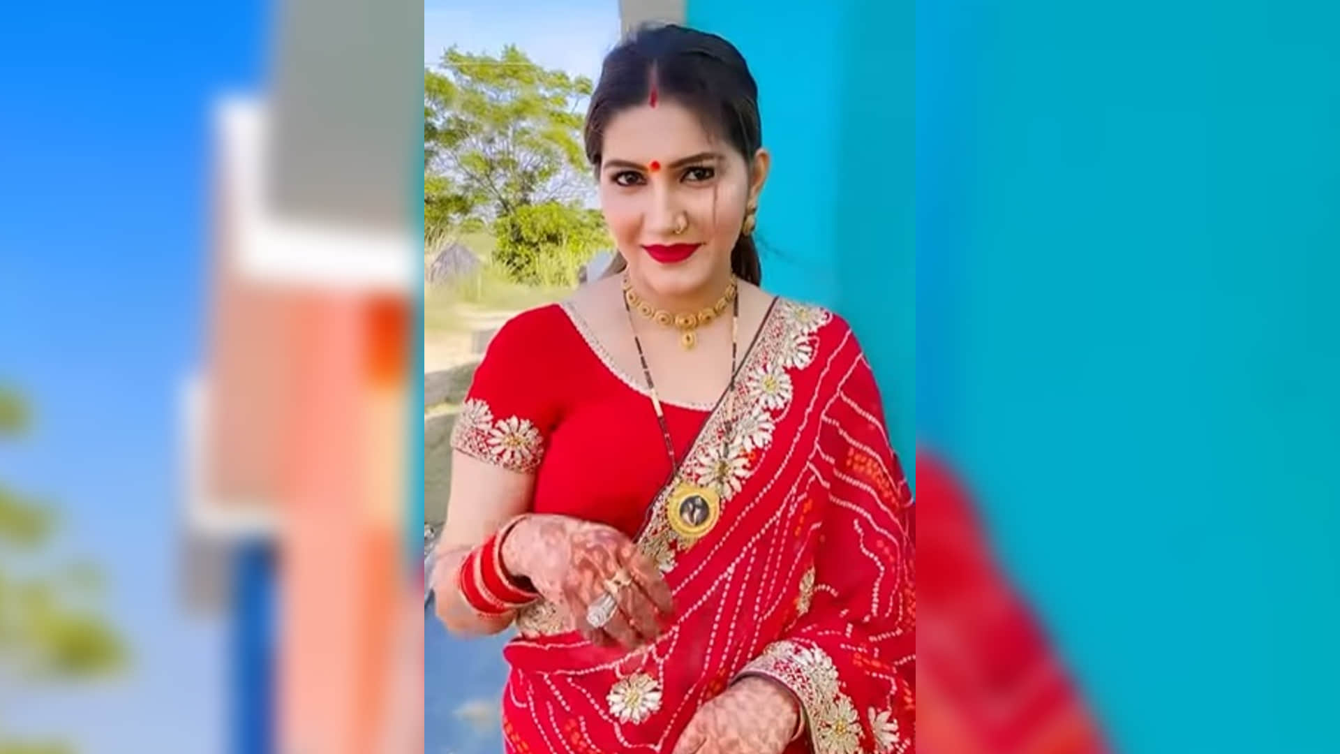 Karwa Chauth 2022 Haryanvi Dancer Sapna Choudhary looks beautiful in red saree, share video on social media
