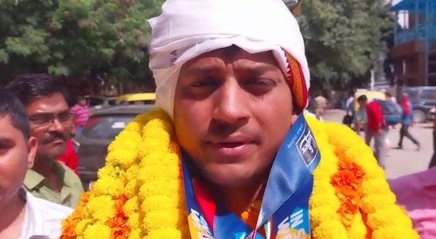 Gaurav returned to varanasi village after winning gold in the World Police Games