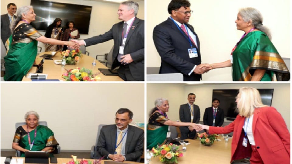 Nirmala Sitharaman meets Japanese minister of finance Shunichi Suzuki in Washington, DC