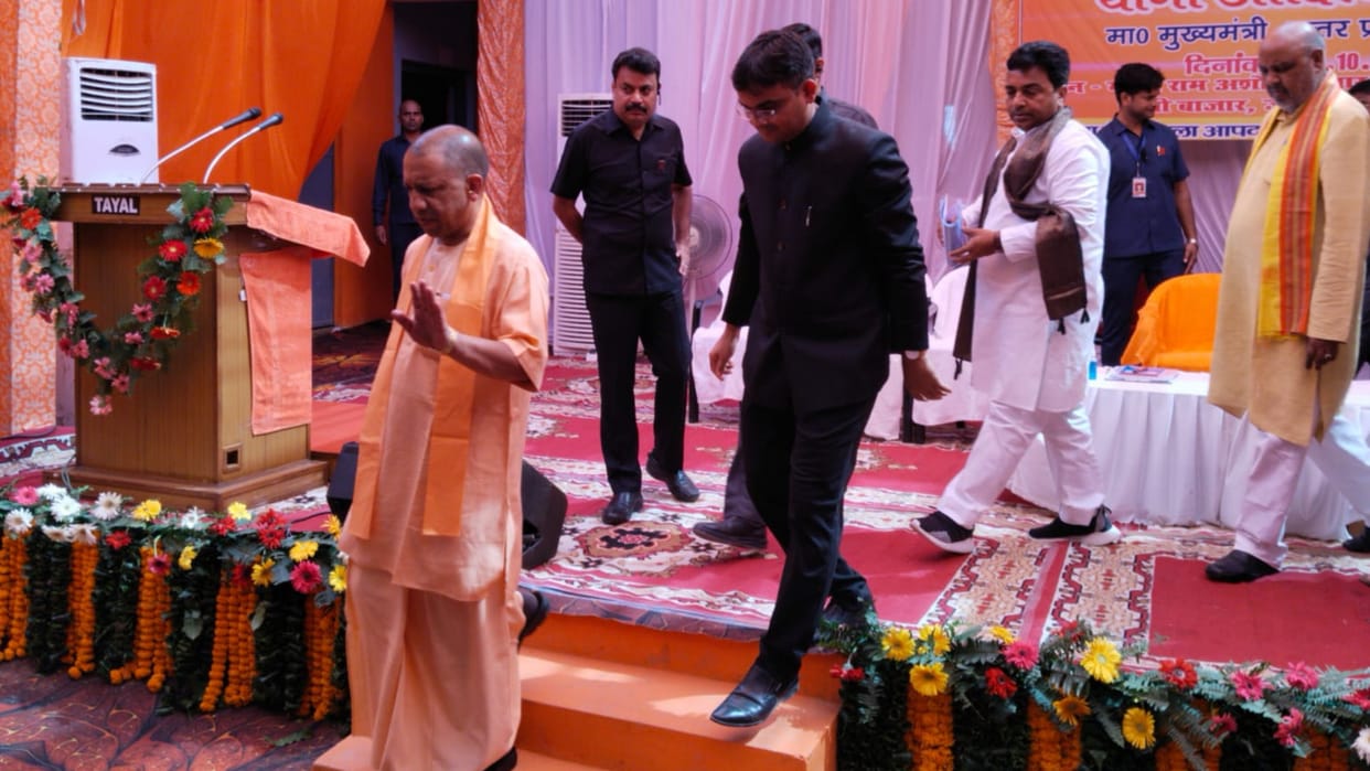 CM Yogi did aerial survey of floods in Gorakhpur Mandal