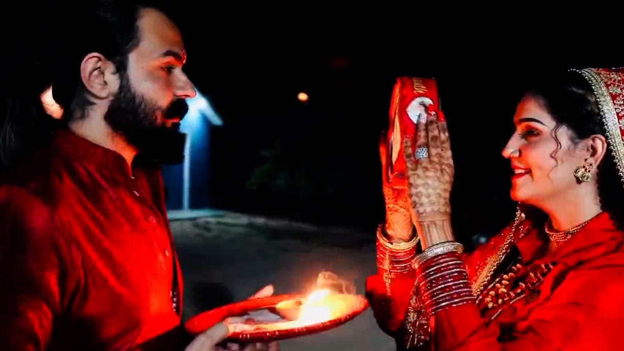 haryanvi dancer sapna choudhary karwa chauth 2022 celebration pics with husband veer sahu see viral video