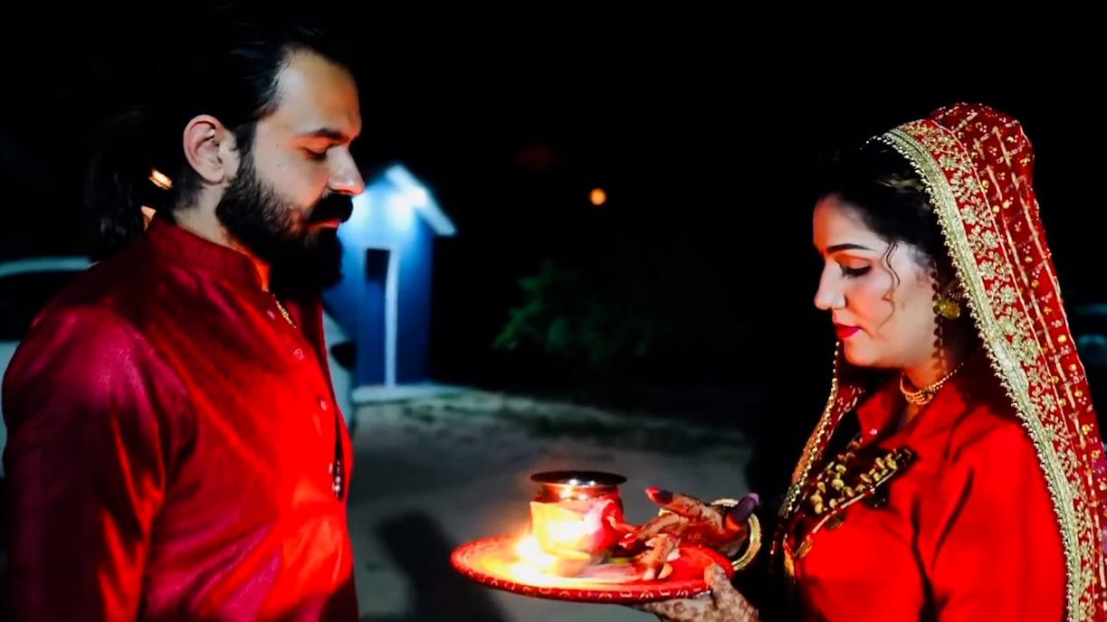 haryanvi dancer sapna choudhary karwa chauth 2022 celebration pics with husband veer sahu see viral video