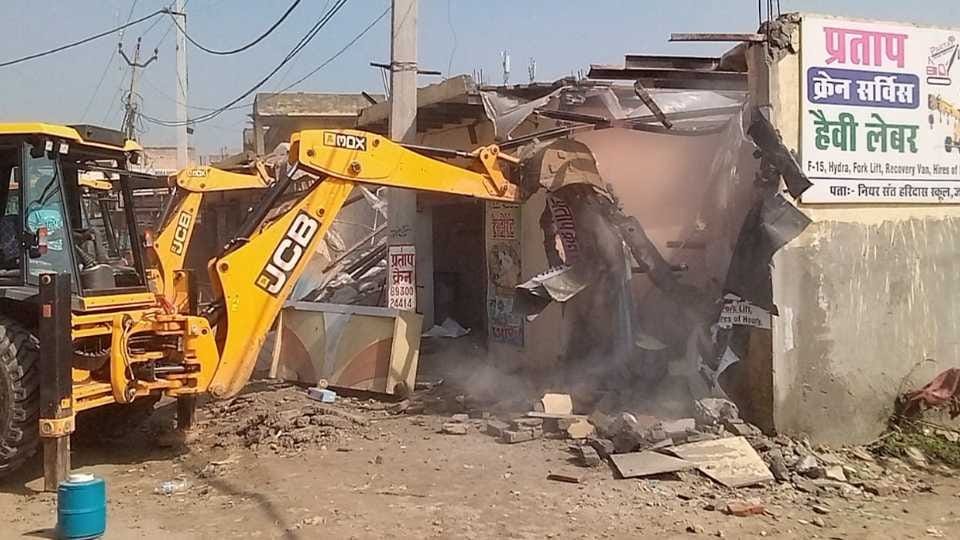 Haryana Police demolished illegal property of Kala Jathedi in Sonipat