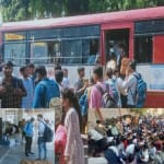 पीईटी परीक्षा के बाद लगा जाम।