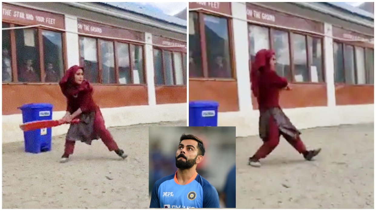 School Girl from Ladakh Maqsooma wants to be like Virat Kohli, bats like a pro, Watch Video