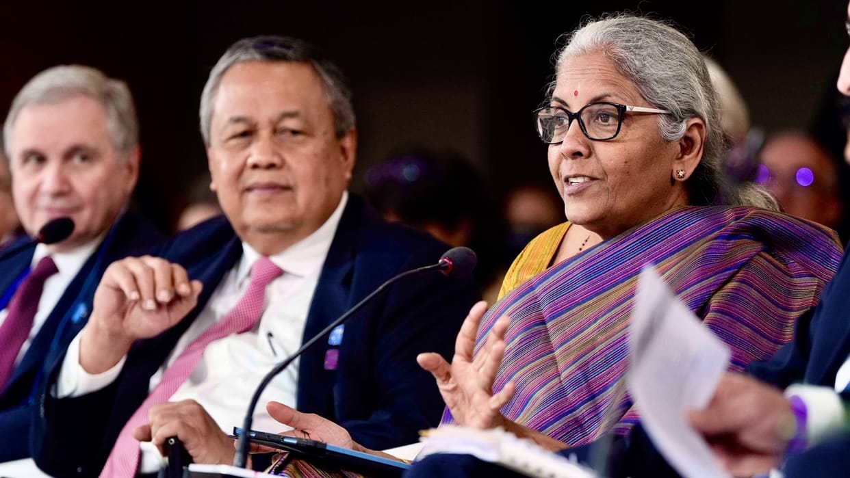 Finance Minister Nirmala Sitharaman in IMF Meeting Despite Global Challenges India is Standout Performers