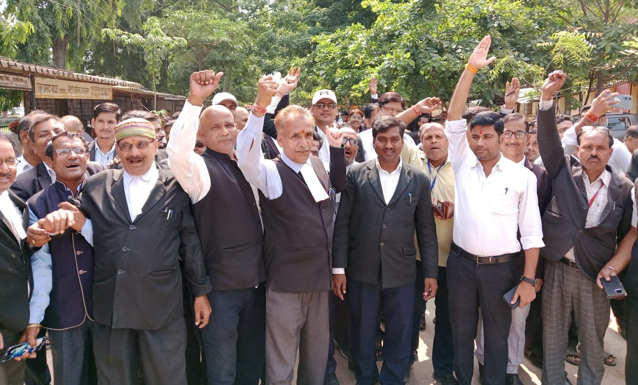 Advocates abstaining from work, took out procession and submitted memorandum