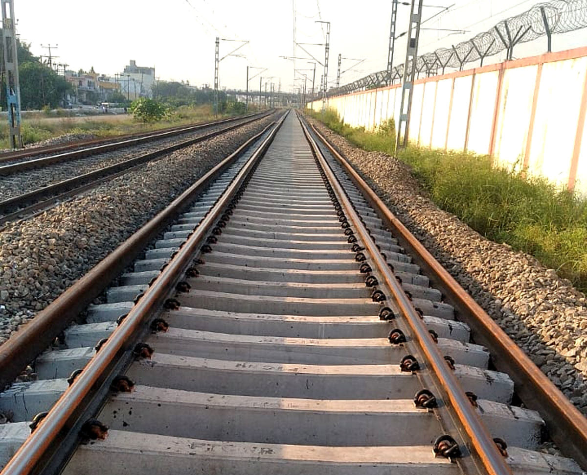 The track of the down line being replaced by taking a block
