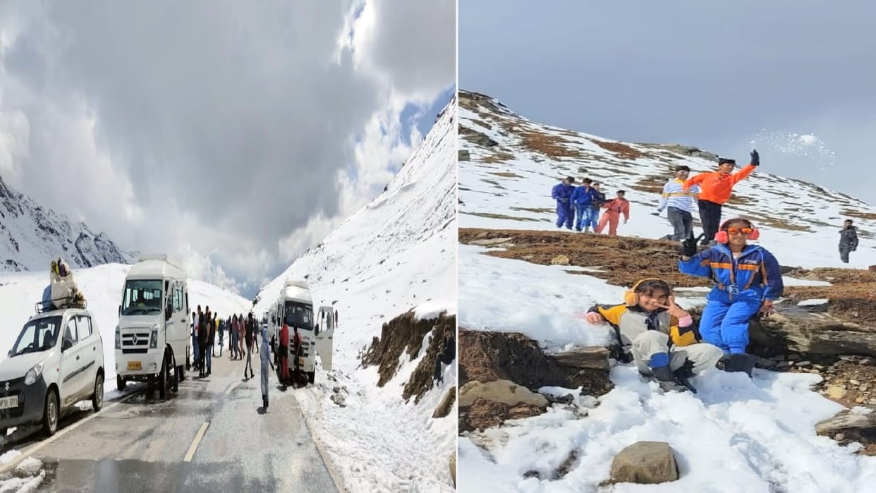 Tourists had fun amid snow in Rohtang, increased movement in Shimla city on weekends
