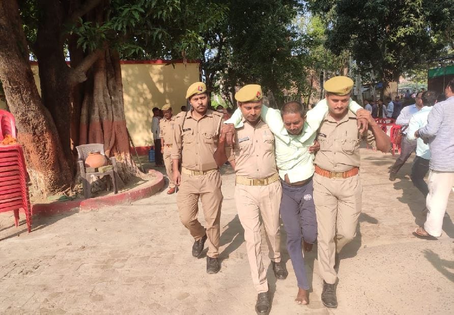 accused of brutality with minor girls shot in police encounter in ballia administration bulldozer at  house