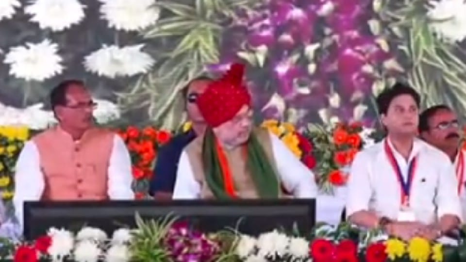 Amit Shah addresses public meeting in Gwalior
