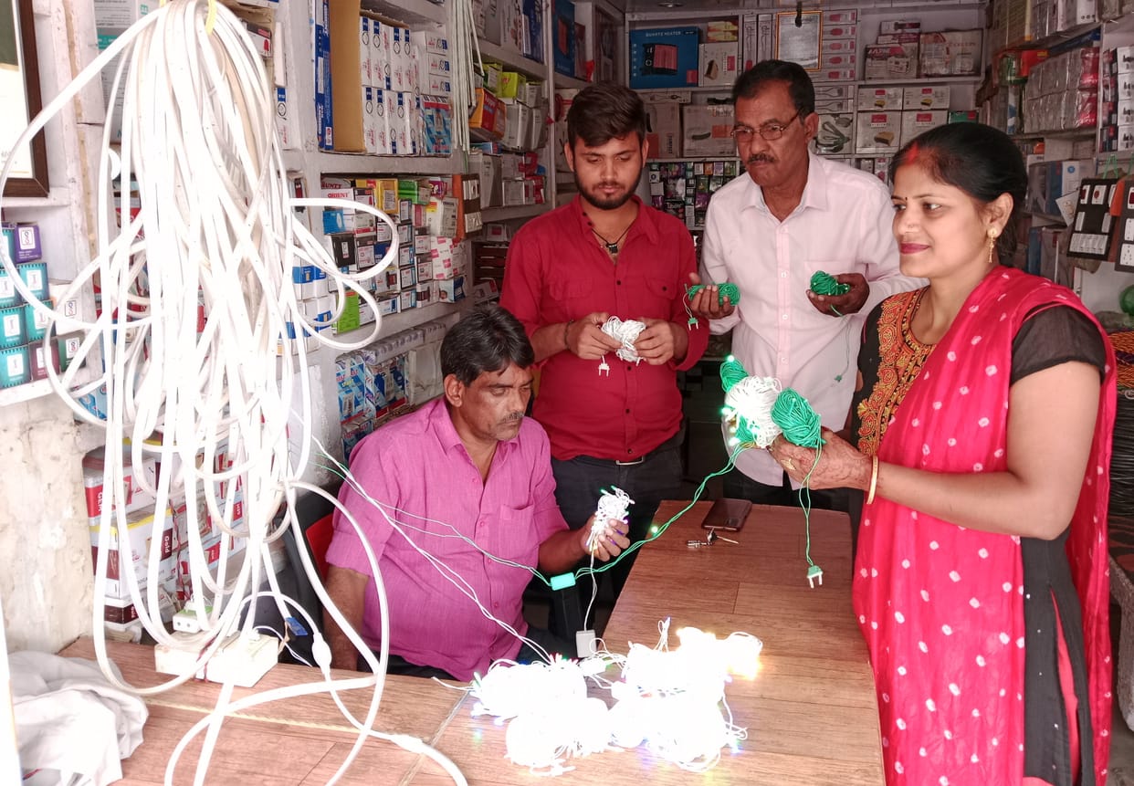 Markets lit up with colorful fringes