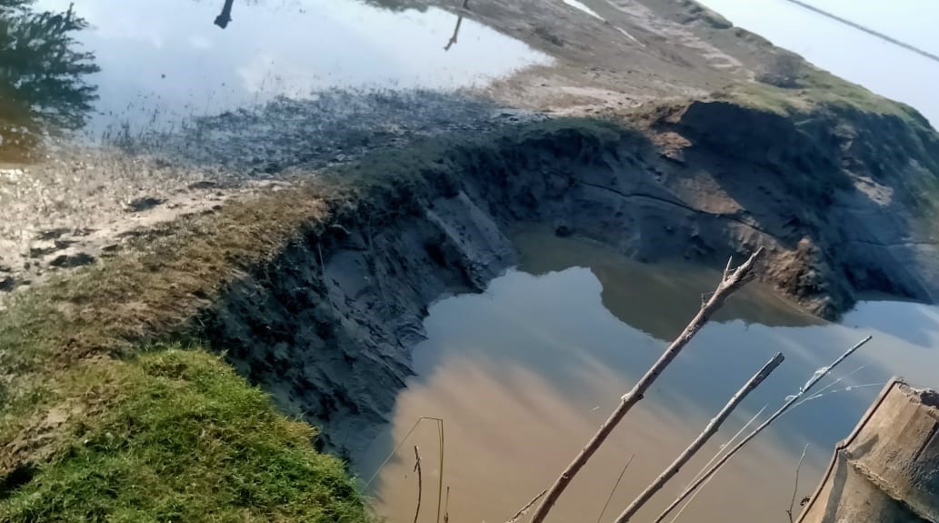 Three cutters who stopped the harvesting of Bharathapur flowed into the river