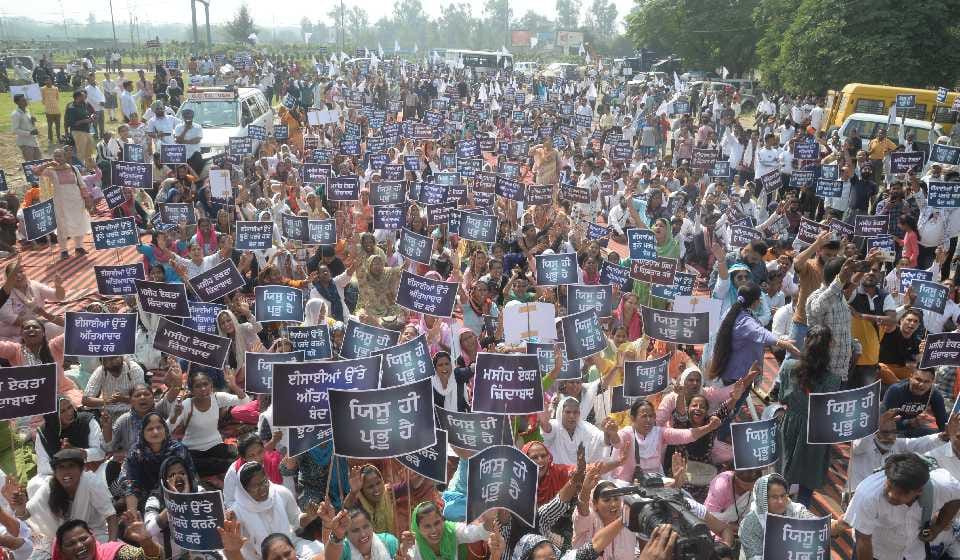 People of Christian Community staged a sit-in in Jalandhar