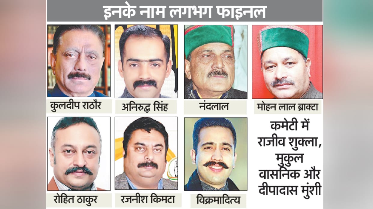 congress candidate name final on seven seats for shimla district  himachal pradesh