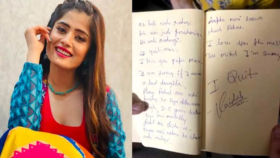Vaishali Thakkar suicide, Read Vaishali Thakkar's suicide note every word