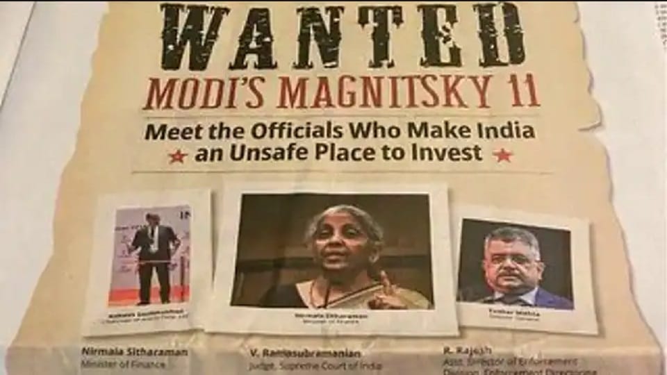 Nirmala Sitharaman called Wanted In Us Newspaper Wall Stree Journal