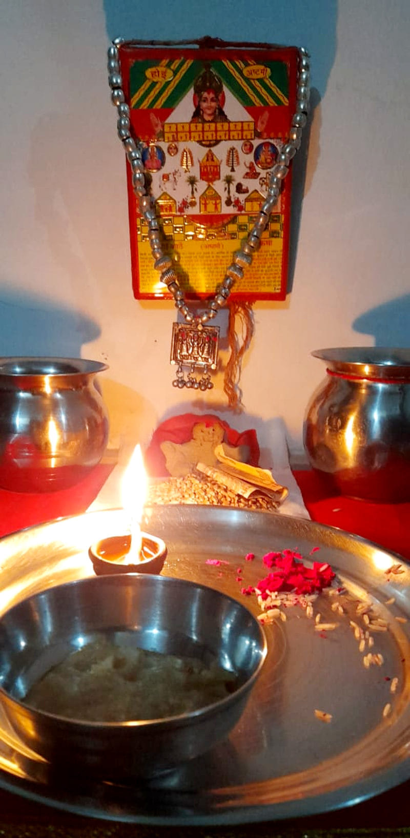 Keeping a fast on Ahoi Ashtami, wishing for the long life of the child