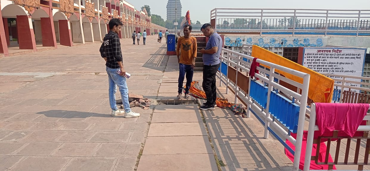 Inspection of repair work on Brahmasarovar