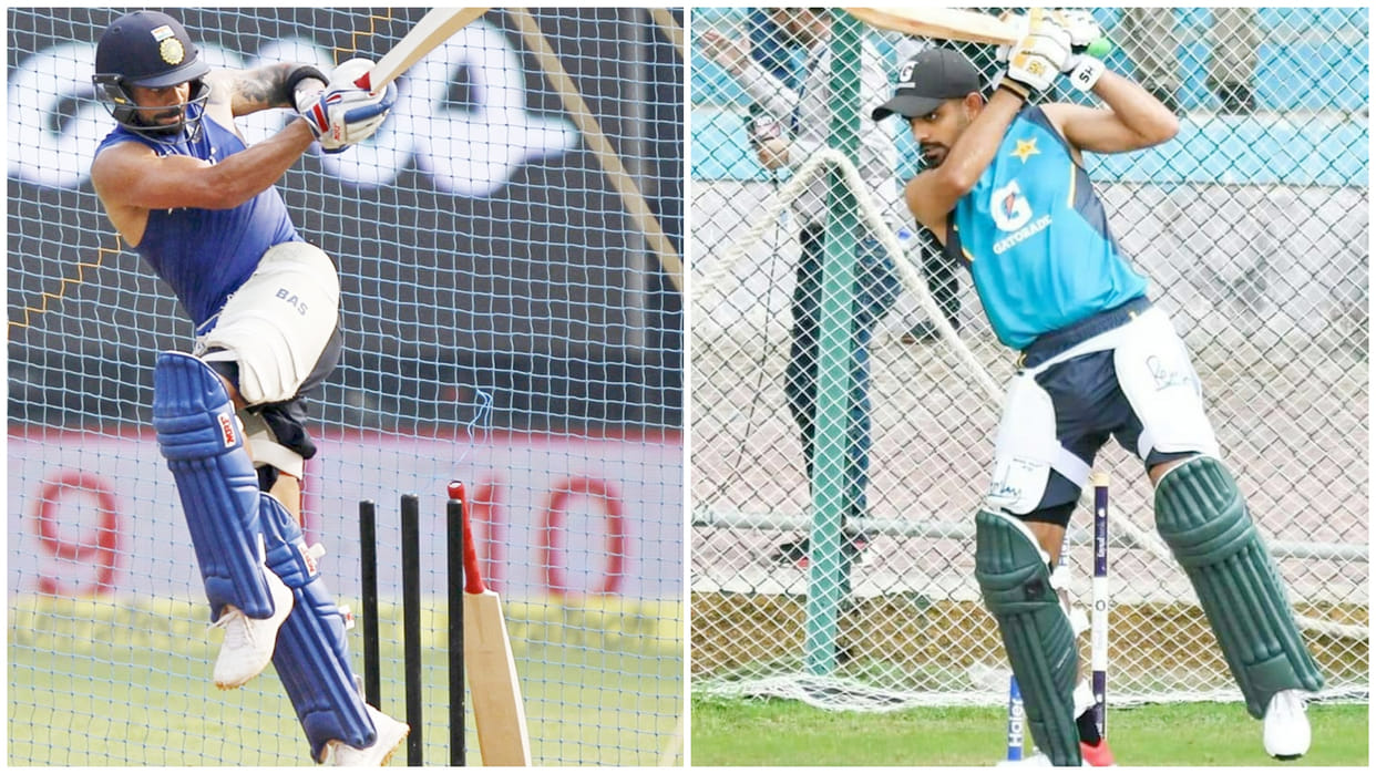 Virat Kohli bats with Babar Azam And Mohammad Rizwan at nets after T20WC warm-up match against Australia