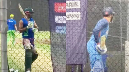 Virat Kohli bats with Babar Azam And Mohammad Rizwan at nets after T20WC warm-up match against Australia