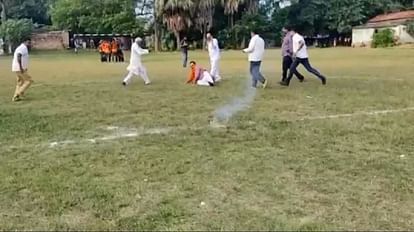 Video Bihar BJP MLA Vinay Kumar Singh runs away from cracker, falls flat on his face