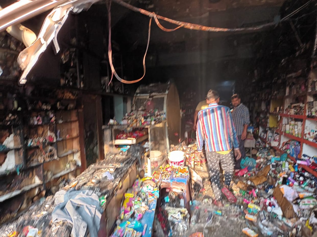 Fire broke out in aGrocery shop in meerut today morning