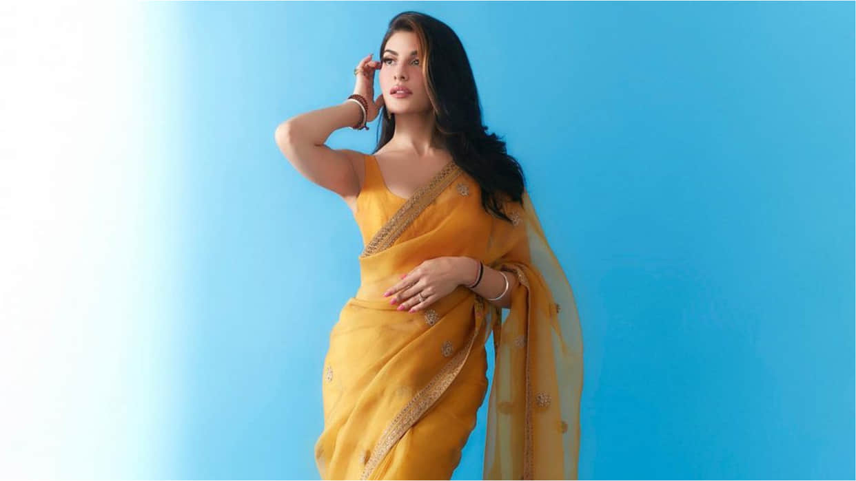 jacqueline fernandez mustard yellow saree perfect for diwali look 2022