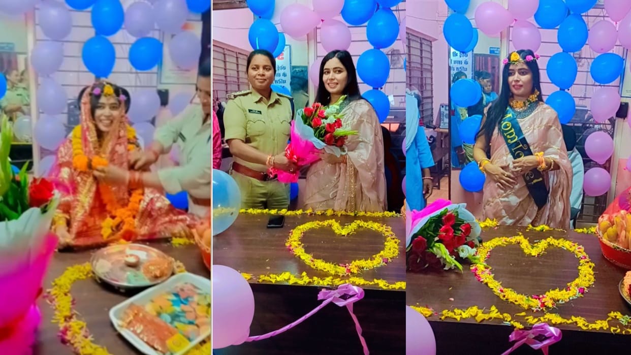 MP News: SI's baby shower at Bhopal Mahila Police Station, decorated the police station with balloons and flow