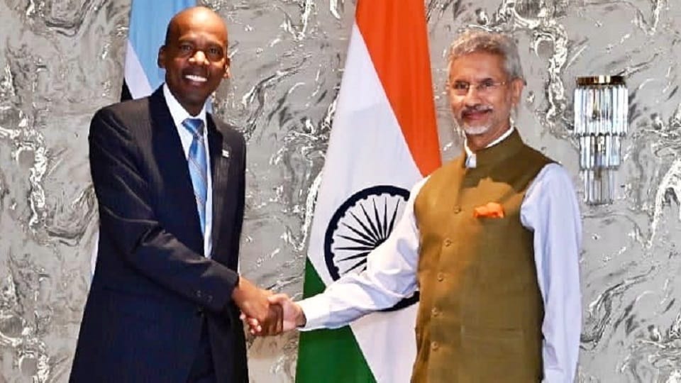 India Botswana FMs focus on health, trade, investment, including defence and training
