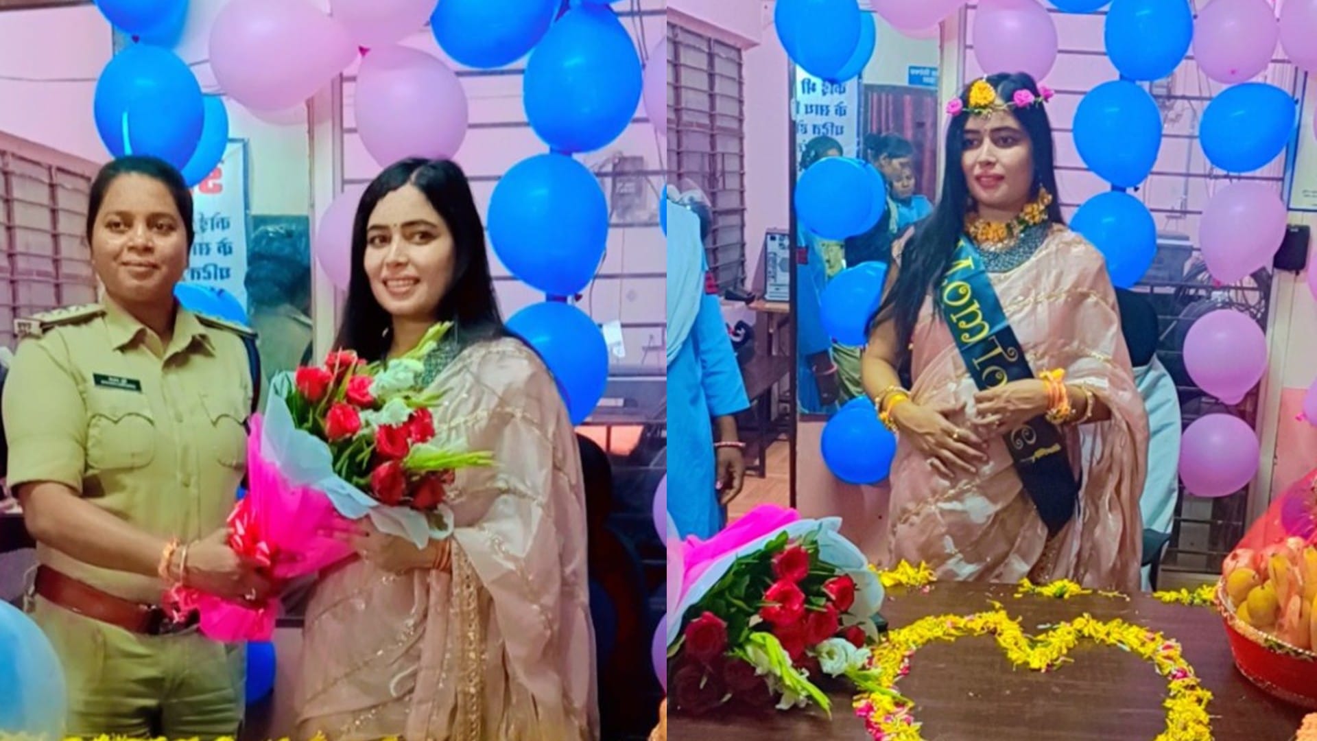 MP News: SI's baby shower at Bhopal Mahila Police Station, decorated the police station with balloons and flow