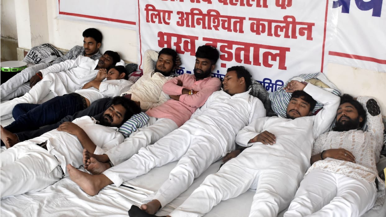 health of three student leaders sitting on hunger strike in DDU deteriorated