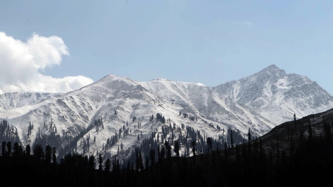 Snowfall in high areas kashmir clouds rain in plains winter before Diwali