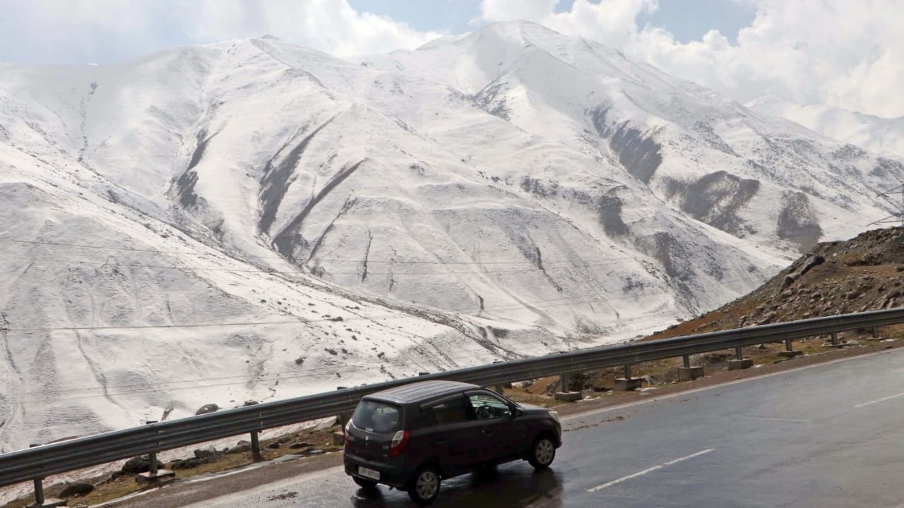 Snowfall in high areas kashmir clouds rain in plains winter before Diwali