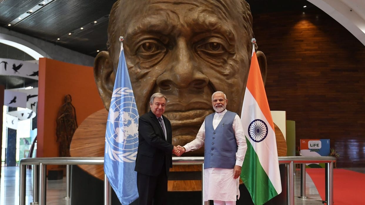 UN chief India visit Antonio Guterres visits Modhera india  first solar powered village