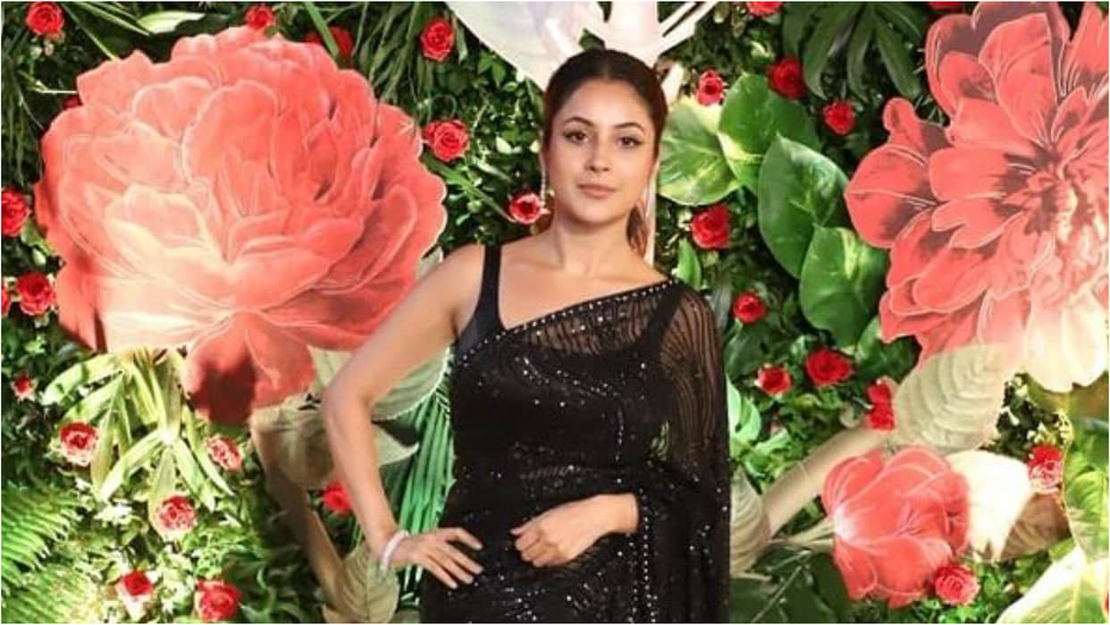 shehnaaz gill stuns in black sheer saree for ramesh taurani diwali party 2022