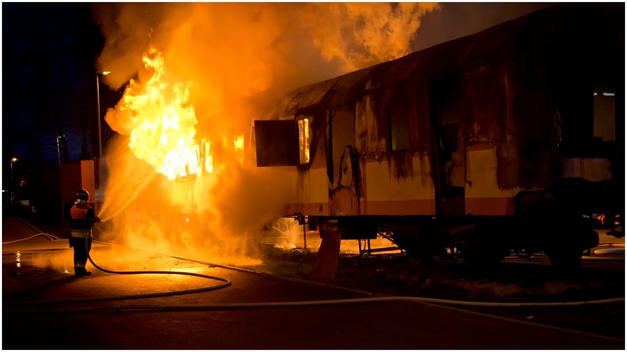 major train accident in mexico north america fire in many houses after colliding with oil tanker