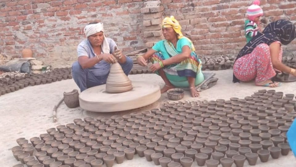 Modernity and technology affecting sale of earthen lamps and other items made by them