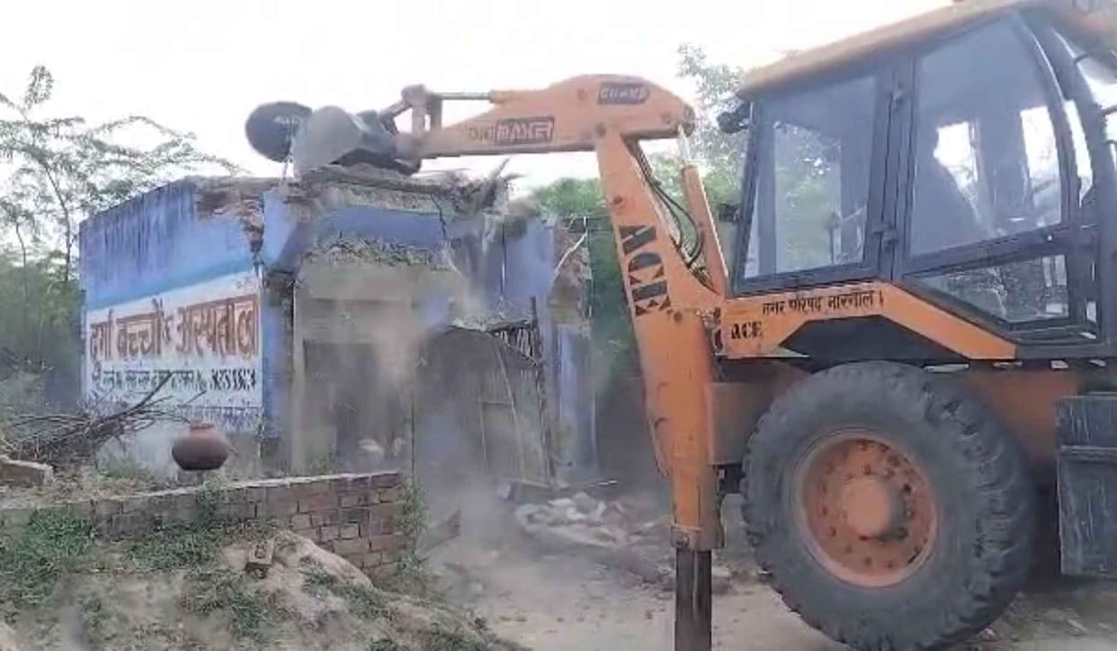 Police administration ran a bulldozer on the property of drug smuggling accused