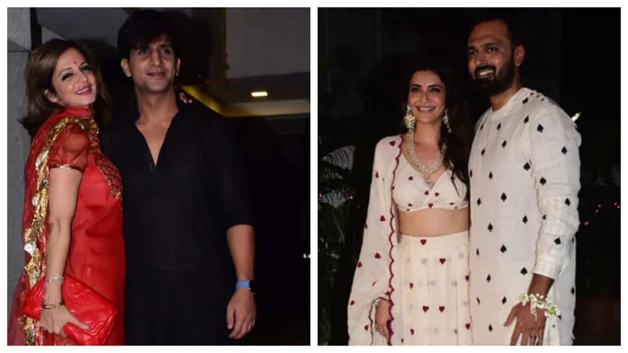 Sussanne Khan attends Karishma Tanna Diwali bash with boyfriend Arslan Goni Ekta Kapoor also joined