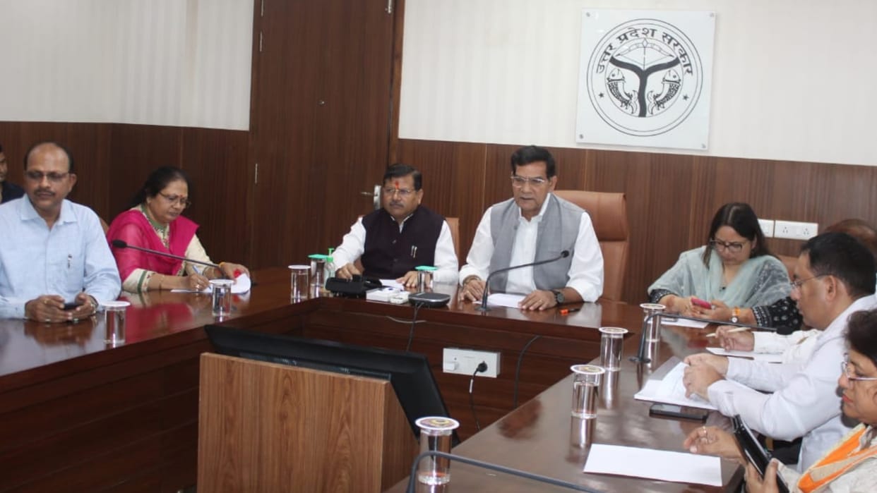 UP Minister AK Sharma review meet of cleanliness of religious places in Uttar Pradesh.