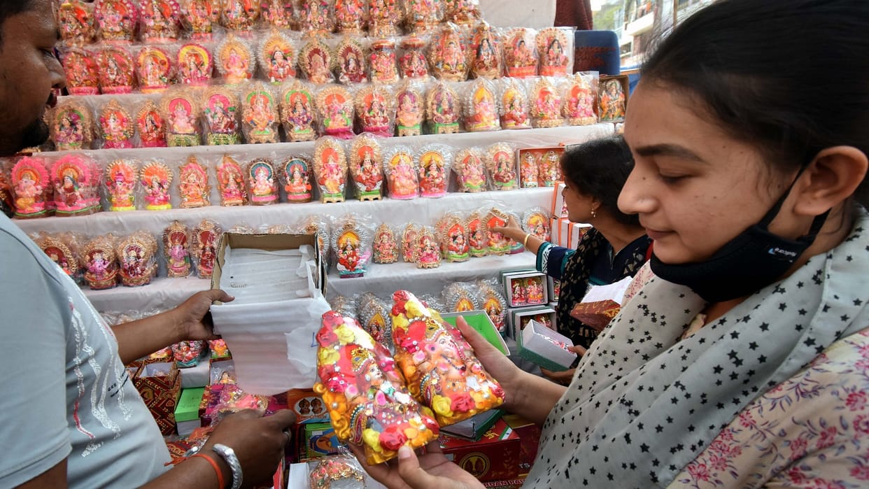 Mahalakshmi came with Kubera with the wealth of food grains