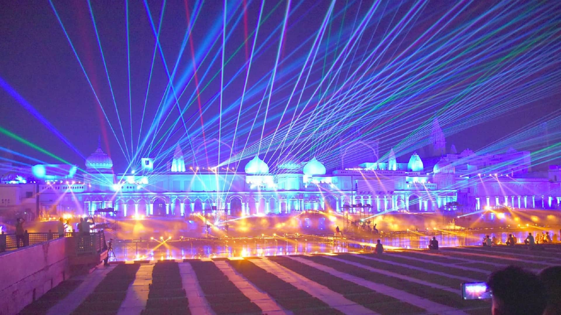 Deepotsav 2022 Ayodhya decorated with colorful lights and pictures of Lord Shri Ram